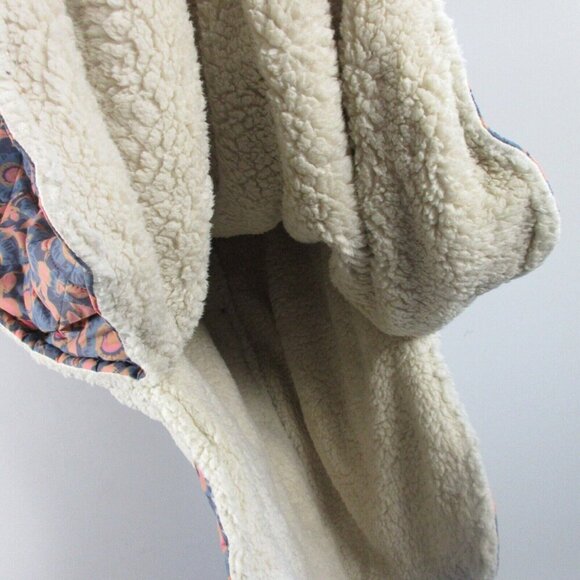 Natural Life Kimono Sherpa Jacket Women L XL Snap Hooded Boho Oversized Hood 764 - Picture 12 of 16